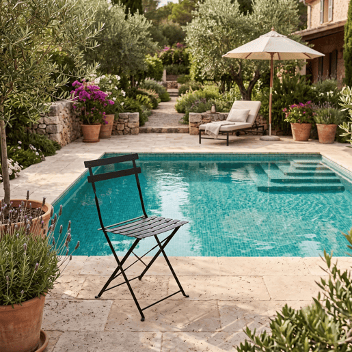 Conjunto de 2 cadeiras dobráveis u200Bu200BGreensboro para jardim e pátio, estilo contemporâneo, pretas.
