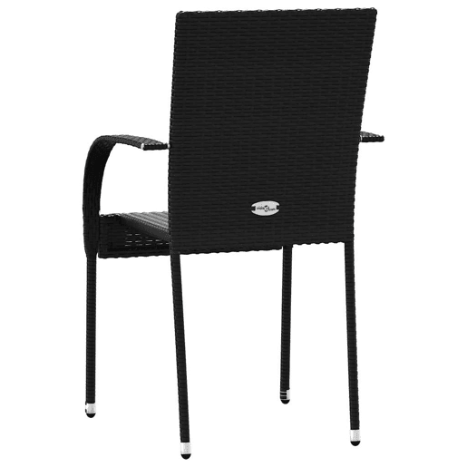 vidaXL Cadeiras de exterior empilháveis 6 pcs vime PE preto