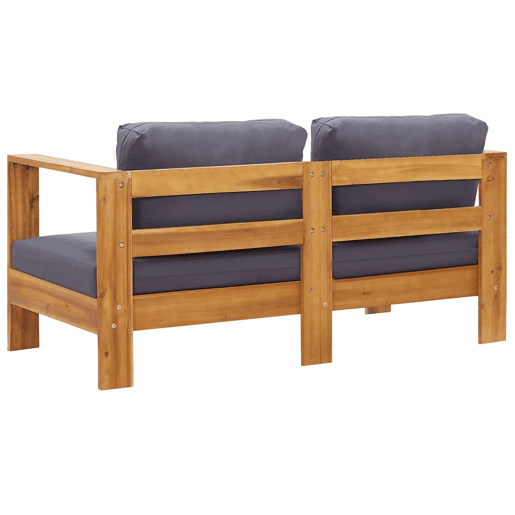 vidaXL Banco jardim c almofadões 140cm madeira acácia maciça cinzento