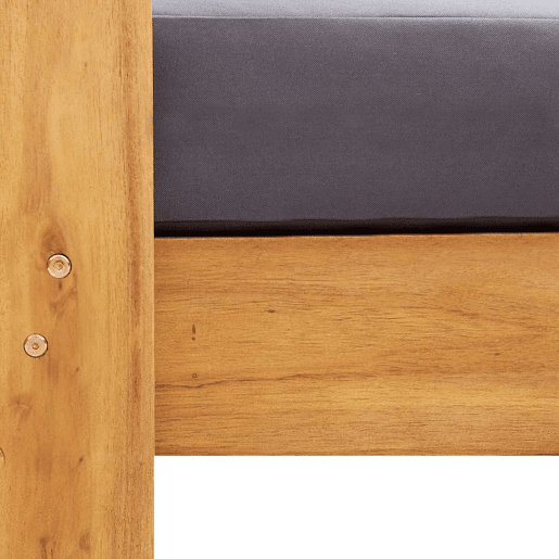 vidaXL Banco jardim c almofadões 140cm madeira acácia maciça cinzento