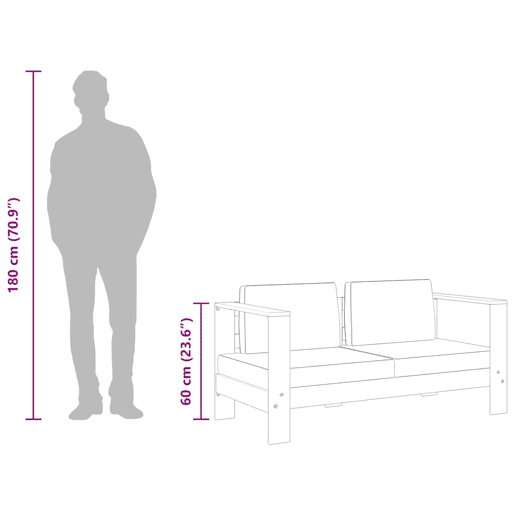 vidaXL Banco jardim c almofadões 140cm madeira acácia maciça cinzento