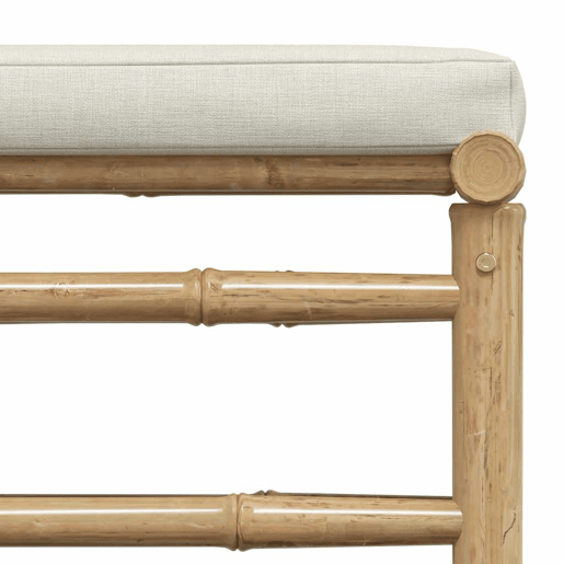 vidaXL 3 pcs conj. lounge p jardim em bambu c almofadões branco nata