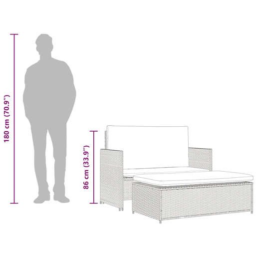 vidaXL 2 pcs conjunto lounge de jardim c almofadões vime PE cinzento vidaXL 2 pcs conjunto lounge de jardim c almofadões vime PE cinzento