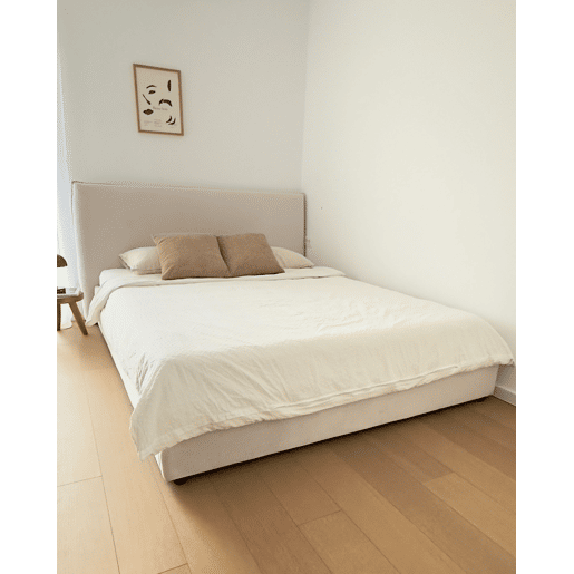 Cama Veludo LAVAUR 160 x 200 cm Branco creme