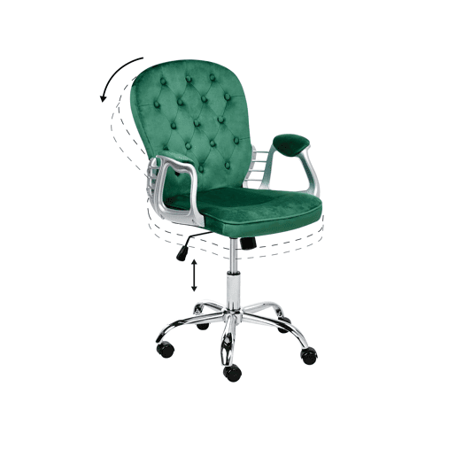 Cadeira de escritório PRINCESS Veludo Verde