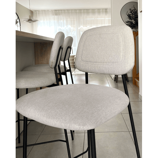 Conjunto de 2 bancos de bar DUETTE Linho sintético Taupe