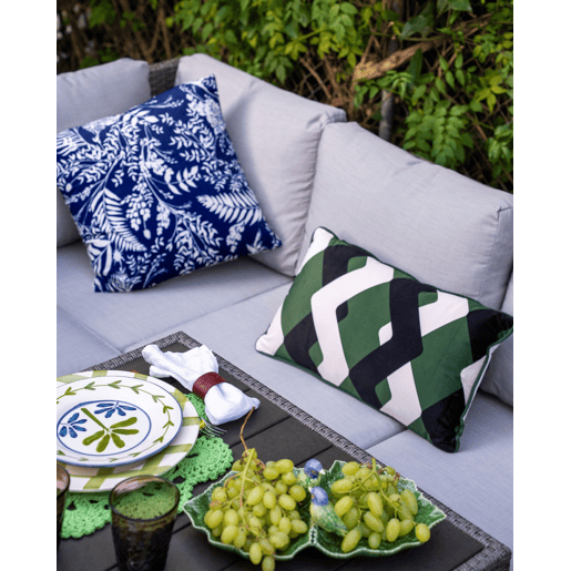 Conjunto de 2 almofadas de jardim GLIMMER Padrão de plantas 45 x 45 cm Azul