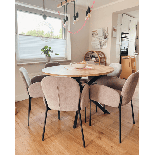 Mesa de jantar extensível CARLEA Castanho claro 120160 cm 120 cm