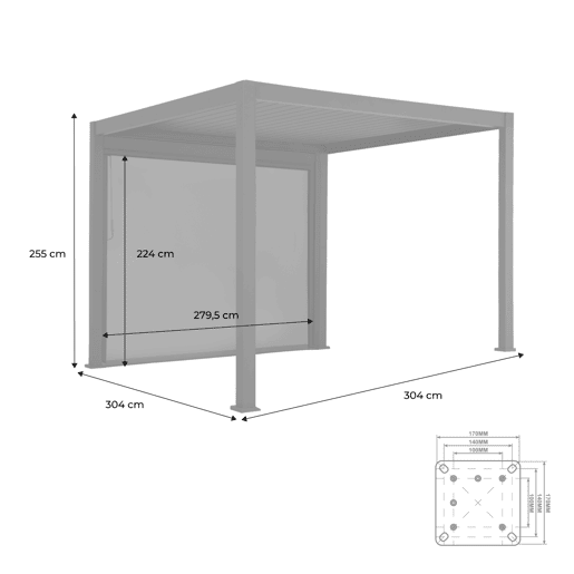 Pérgola bioclimática alumínio 3x3m V2 + 1 store 3m , Triomphe 3x3m V2+ acessórios, Branco, 301x301x250 cm Pérgola bioclimática alumínio 3x3m V2 + 1 store 3m , Triomphe 3x3m V2+ acessórios, Branco, 301x301x250 cm