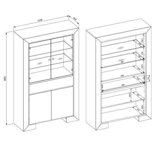 Cómoda Lucius Madeira e Preto 4 portas 1 gaveta