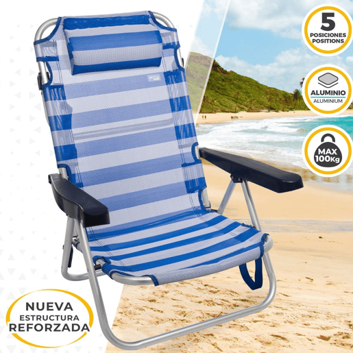Cadeira de Campismo Acolchoada Colorbaby Marinheiro 48 x 48,5 x 84 cm Branco Azul Marinho
