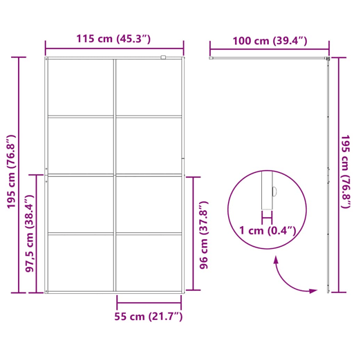vidaXL Divisória de chuveiro c vidro transparente ESG 115x195cm preto