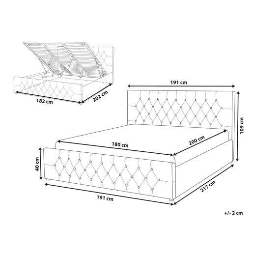 Cama baú Tecido AMIENS 180 x 200 cm Creme