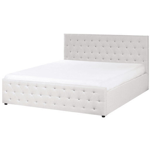 Cama baú Tecido AMIENS 180 x 200 cm Creme