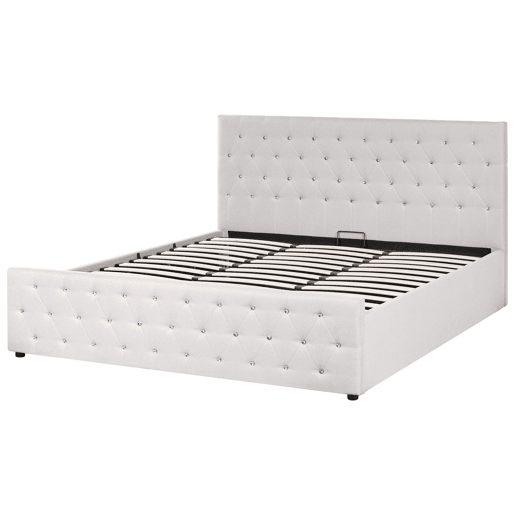 Cama baú Tecido AMIENS 180 x 200 cm Creme