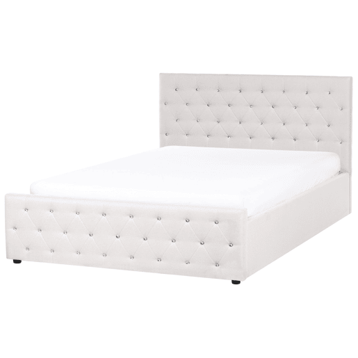 Cama baú Tecido AMIENS 160 x 200 cm Creme