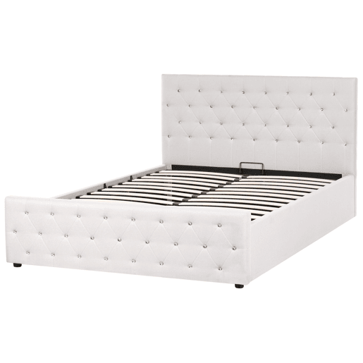 Cama baú Tecido AMIENS 160 x 200 cm Creme