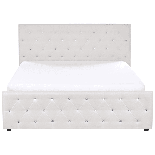 Cama baú Tecido AMIENS 160 x 200 cm Creme
