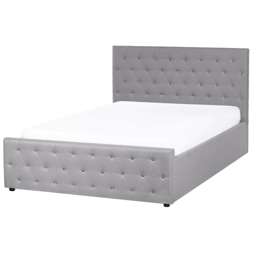 Cama baú Tecido AMIENS 140 x 200 cm Cinzento claro
