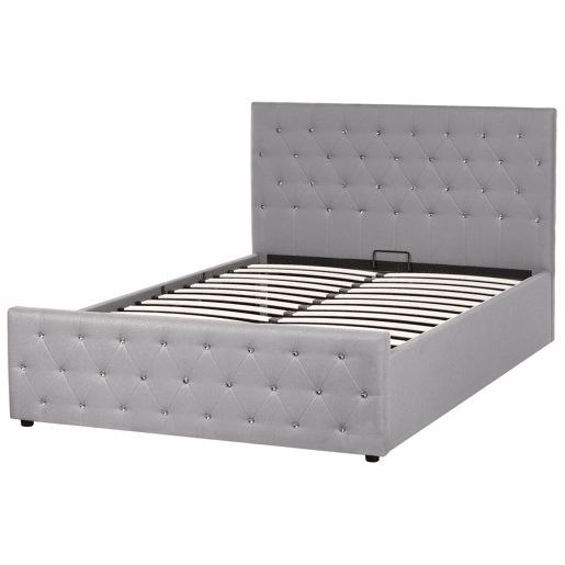 Cama baú Tecido AMIENS 140 x 200 cm Cinzento claro