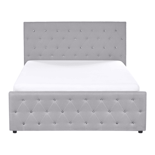 Cama baú Tecido AMIENS 140 x 200 cm Cinzento claro