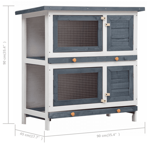 vidaXL Coelheira de exterior 4 portas madeira cinzento vidaXL Coelheira de exterior 4 portas madeira cinzento