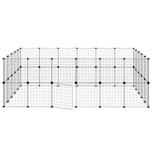 vidaXL Gaiola p animais de 44 painéis c porta 35x35 cm aço preto vidaXL Gaiola p animais de 44 painéis c porta 35x35 cm aço preto