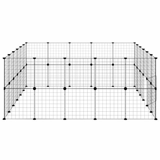 vidaXL Gaiola p animais de 44 painéis c porta 35x35 cm aço preto vidaXL Gaiola p animais de 44 painéis c porta 35x35 cm aço preto