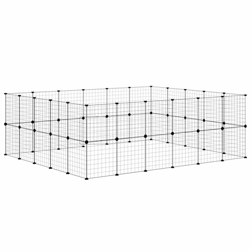 vidaXL Gaiola p animais de 44 painéis c porta 35x35 cm aço preto vidaXL Gaiola p animais de 44 painéis c porta 35x35 cm aço preto