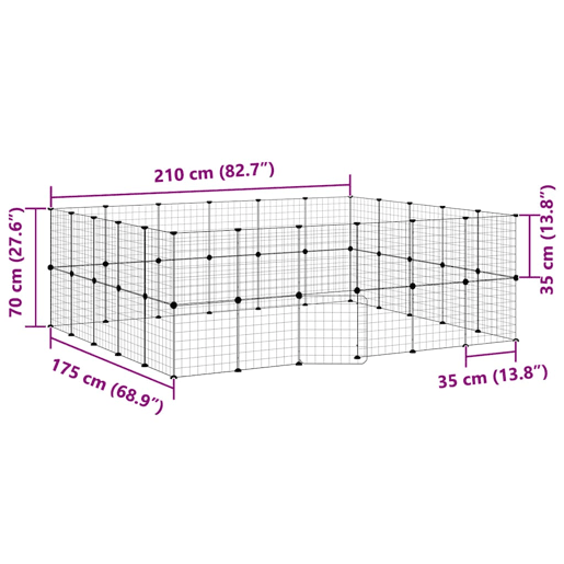 vidaXL Gaiola p animais de 44 painéis c porta 35x35 cm aço preto vidaXL Gaiola p animais de 44 painéis c porta 35x35 cm aço preto