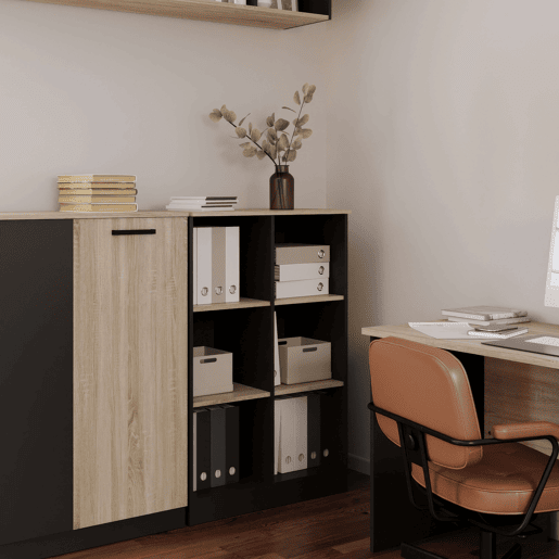 Estante de escritório Nibis com 6 prateleiras em carvalho Sonoma e cinza antracite 80x117x40 cm