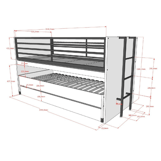 Cama de meia altura 90x200 base de ripas e gavetas incluĂdas Vipack Sam Branco Cama de meia altura 90x200 base de ripas e gavetas incluĂdas Vipack Sam Branco