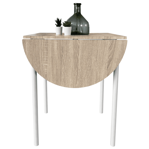 Conjunto de mesa de cozinha extensível e 2 cadeiras Butterfly, mesa de jantar dobrável em carvalho e branco, 55-115 x 61 x 74 cm