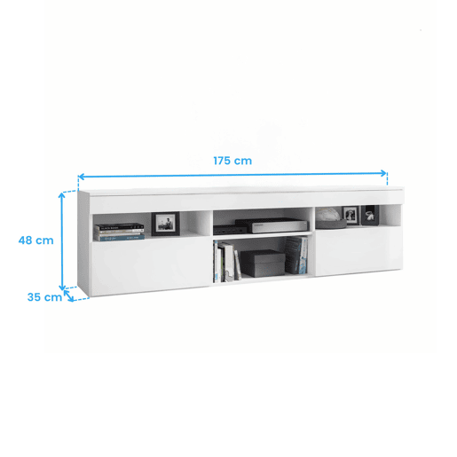 Móvel de TV Oshi Modern Style Sala de Estar Branco Fosco com 2 Portas e 4 Prateleiras Melamina 175x48x35 cm Móvel de TV Oshi Modern Style Sala de Estar Branco Fosco com 2 Portas e 4 Prateleiras Melamina 175x48x35 cm