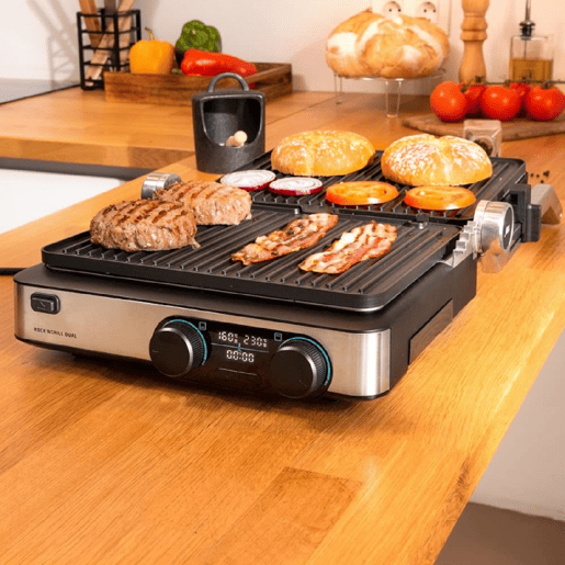 Cecotec Grelhador elétrico de 2000 W com controlo de temperatura em cada grelha de forma independente, placas extraíveis e antiaderentes com revestimento de alumínio fundido, aptas para máquina da louça e abertura de 180º. Cecotec Grelhador elétrico de 2000 W com controlo de temperatura em cada grelha de forma independente, placas extraíveis e antiaderentes com revestimento de alumínio fundido, aptas para máquina da louça e abertura de 180º.