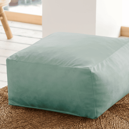 Otomana quadrada PALAU - Assento em veludo verde 50x50 cm Otomana quadrada PALAU - Assento em veludo verde 50x50 cm