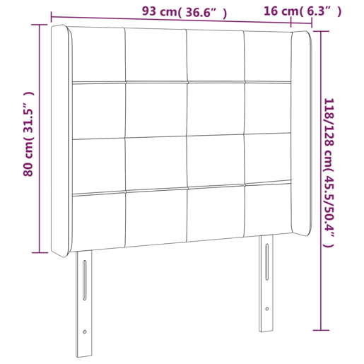vidaXL Cabeceira de cama c luzes LED veludo 93x16x118128 cm preto