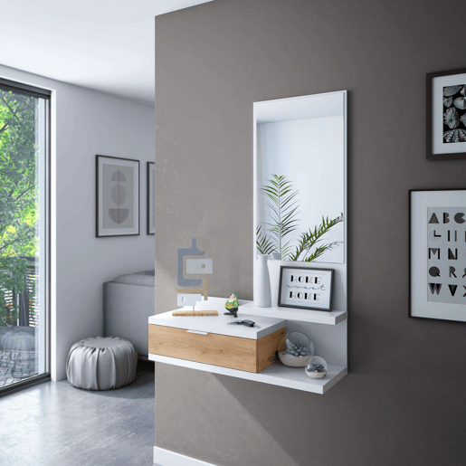 Estante alta Access Estante Cor Hamilton Carvalho e Branco 76x183x33 cm