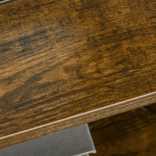 HOMCOM Mesa Auxiliar com 2 Gavetas Dobráveis Prateleira Aberta e Estrutura de Aço Mesa de Cabeceira 45x40x70,5 cm Castanho Rústico