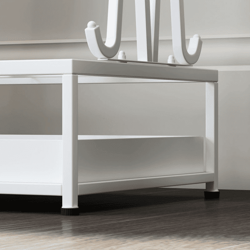 HOMCOM Suporte para Guarda-Chuva Moderno Retangular Suporte para Guarda Chuvas de Aço com 24 Ganchos 21 Espaços e Bandeja Recolhedora de Gotas Amovível para Entrada Escritório 50x24x68 cm Branco