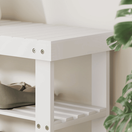 HOMCOM Banco Sapateira de Bambu Sapateira com Assento Organizador de Sapatos com 2 Prateleiras para 6-9 Pares de Sapatos para Entrada Sala de Estar Dormitório 70x28x45 cm Branco