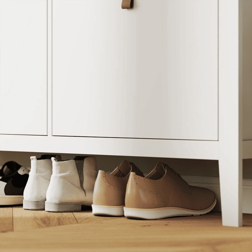 HOMCOM Sapateira Estreita Móvel Sapateira para Entrada com 4 Gavetas Abatíveis Prateleiras Ajustáveis e Puxadores em PU para 20 Pares de Sapatos para Corredor 105x24x95,5 cm Branco