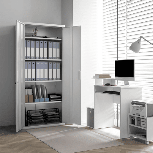 HOMCOM Armário para Arquivos de 5 Níveis com Chaves Prateleiras Ajustáveis Armário de Arquivos Metálico para Escritório Estudio Sala de Estar 80x40x180 cm Branco