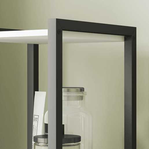 HOMCOM Armário Alto de Casa de Banho, Coluna 30x30x170 cm com 3 Prateleiras Abertas, 1 Porta e Prateleira Ajustável, Móvel Auxiliar com Sistema Anti-queda, Branco e Nogueira