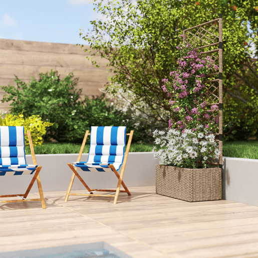 Outsunny Jardineira com Treliça 2 Vasos Amovíveis para Plantas Trepadeiras Jardineira Grande para Exterior de Vime para Pátio Terraço 57x30x150 cm Madeira