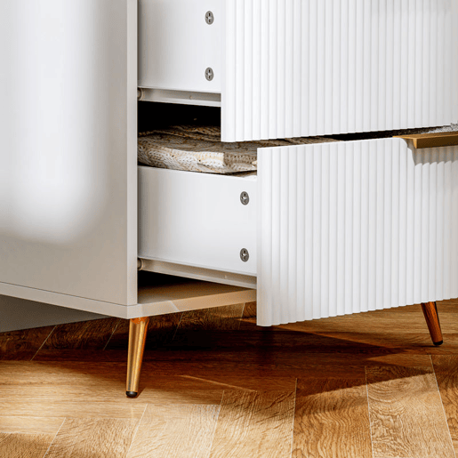 HOMCOM Cómoda com 4 Gavetas Cómoda de Dormitório Moderna com Desenho Ondulado Anti-Tombo Cómoda para Sala de Estar Corredor 60x40x90 cm Branco