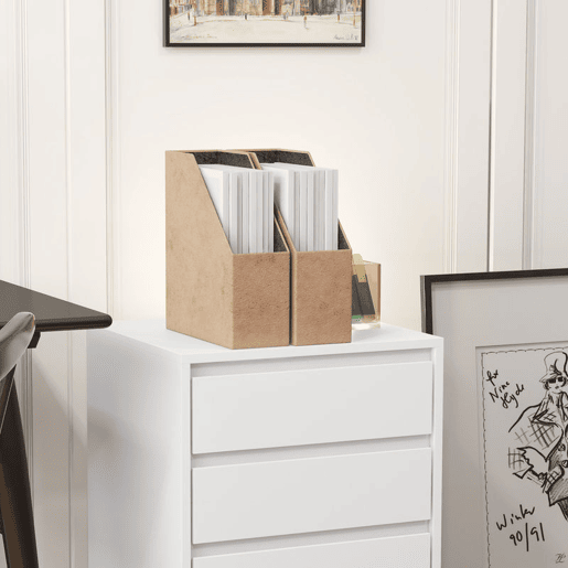 HOMCOM Bloco de Gavetas de Escritório com 4 Gavetas Bloco de Gavetas para Secretária com Rodas Arquivador Móvel para Estudo 46x40x65 cm Branco