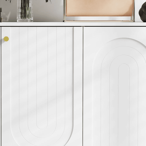 HOMCOM Aparador de 4 Portas Aparador Moderno para Sala de Estar com Prateleiras Ajustáveis e Pés Dourados para Sala de Jantar Entrada Móvel para TV até 65 Polegadas 140,8x35x77,5 cm Branco