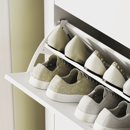 HOMCOM Sapateira Estreita Móvel Sapateira para Entrada com 3 Gavetas Abatíveis Prateleiras Ajustáveis e Puxadores em PU para 21 Pares de Sapatos para Corredor 80x24x131 cm Branco