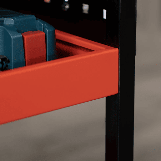 DURHAND Carro de Ferramentas Carro de Oficina de Aço com 3 Prateleiras Rodas e Painéis Perfurados para Garagem Mecânico Casa Carga 100 kg 75x35x80 cm Vermelho e Preto